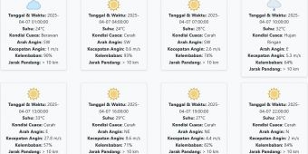 Cuaca Sidoarjo Besok Senin, 7 April 2025: Diperkirakan Berawan dengan Suhu 24-33 °C