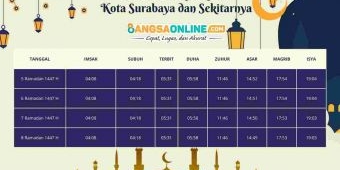 Jadwal Imsyakiyah Kota Surabaya dan Sekitarnya Hari Ini, 8 Ramadhan 1447 H / 2026