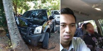 Mobil Dispertahoutbun Sumenep Nabrak Pohon Kelapa, Kasi Sarpras Luka-luka