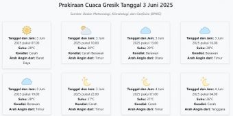 Cuaca Gresik Hari ini Selasa, 3 Juni 2025: Diperkirakan Cerah dengan Suhu 26-30°C