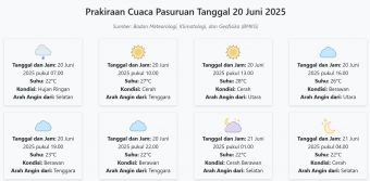 Cuaca Pasuruan Hari ini Jumat, 20 Juni 2025: Diperkirakan Hujan Ringan dengan Suhu 22-28°C