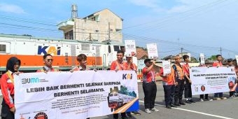 Sosialisasi Keselamatan di Perlintasan Sebidang, KAI Daop 7 Madiun Gandeng Railfans Blitar
