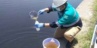Air Bengawan Solo Mendadak Menghitam, DLH Bojonegoro Ambil Sampel untuk Uji Lab