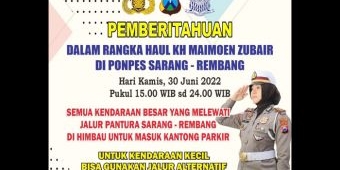 Haul Mbah Maimun Zubair Rembang, Satlantas Polres Tuban Tutup Jalur Pantura