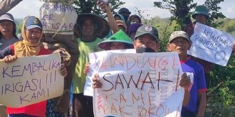 ​Rusak Irigasi Sawah, Para Petani di Ponorogo Unjuk Rasa Tuntut Tambang Ditutup