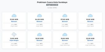 Prakiraan Cuaca Kota Surabaya Hari ini Selasa, 3 Maret 2026: Suhu 24-30°C, Kecepatan Angin 15.5 m/s