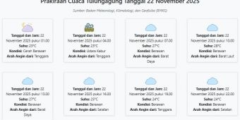 Cuaca Tulungagung Hari ini Sabtu, 22 November 2025: Diperkirakan Cerah Berawan dengan Suhu 23-28°C