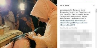 ​Sungkem Manja Syahrini di Kaki Ibunya saat Idul Fitri Dituding Settingan