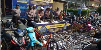 Razia Balap Liar, Polres Pasuruan Amankan Ratusan Sepeda Motor Modifikasi
