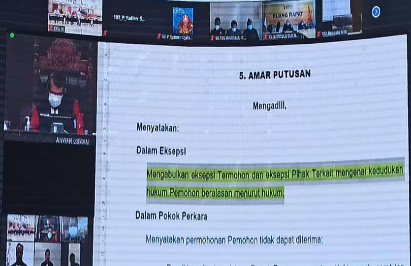 Amar Putusan Makhkamah Konstitusi soal sengketa pemilihan bupati dan wakil bupati  Banyuwangi. Foto: ist