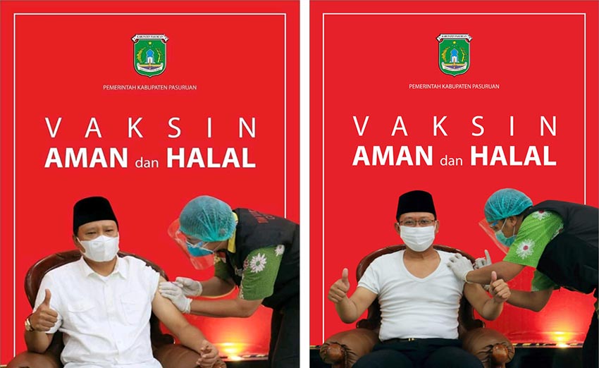 Bupati Pasuruan H. M. Irsyad Yusuf dan Ketua DPRD Sudiono Fauzan saat disuntik vaksin Covid-19.