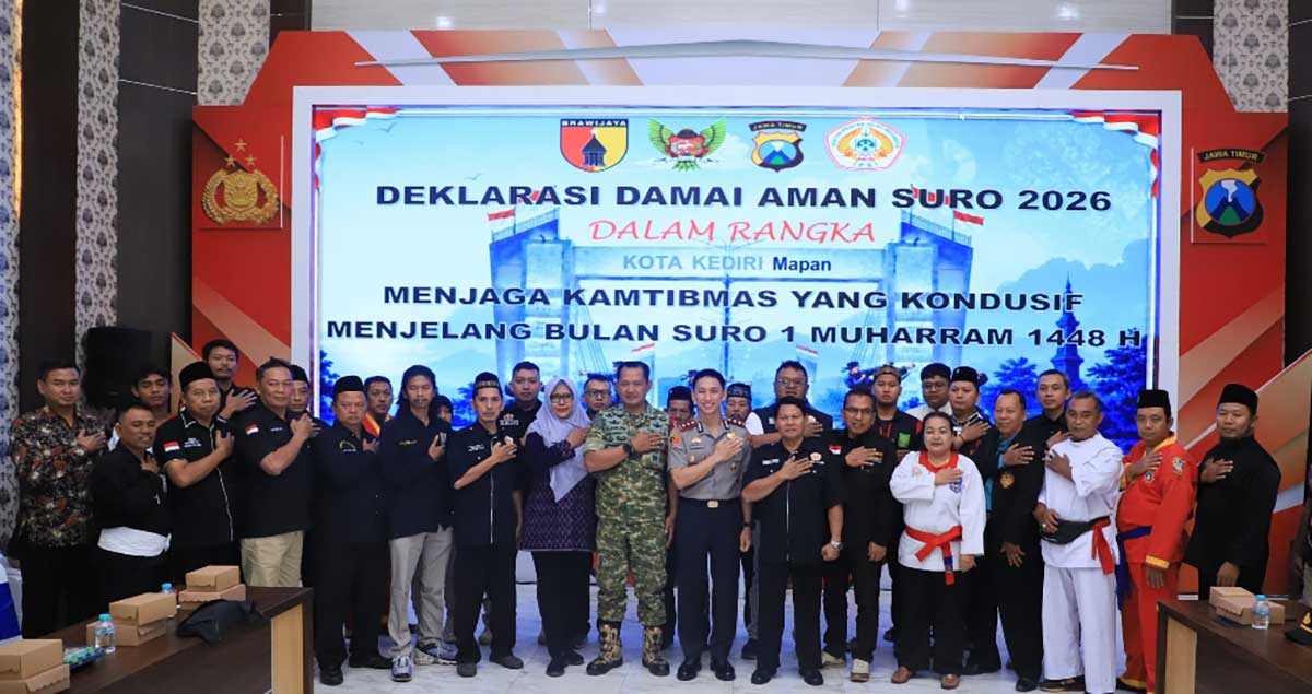 Kapolres Kediri Kota bersama Forkopimda dan jajaran pengurus IPSI saat Deklarasi Aman Suro 2026. Foto: Ist