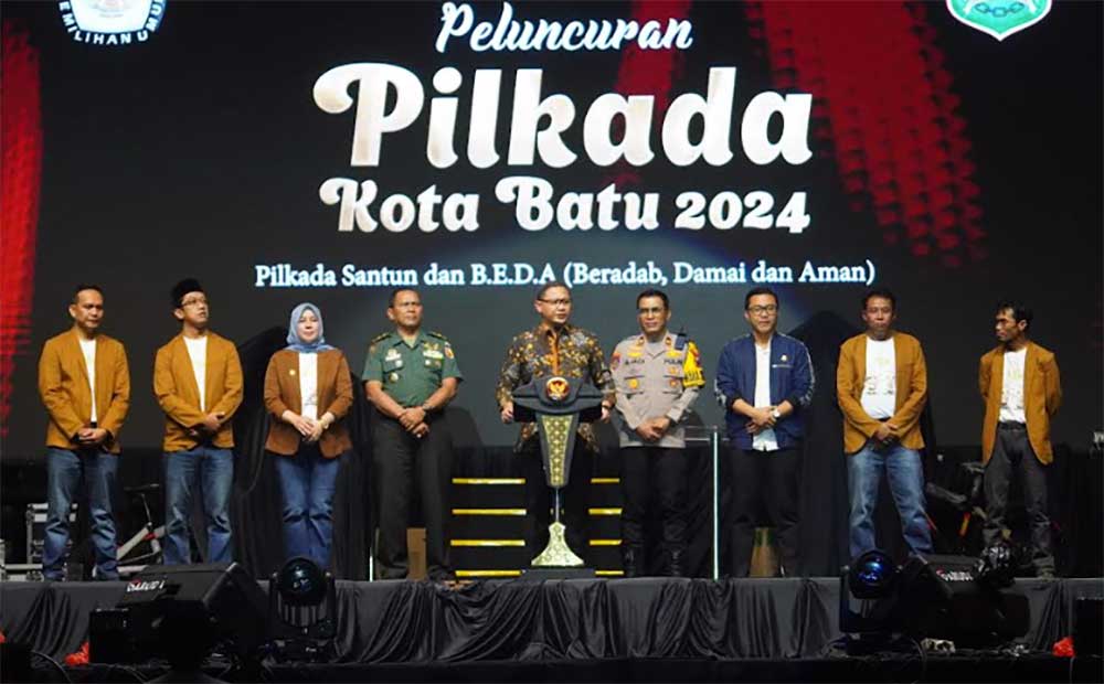 Usung Tema Santun dan BEDA, KPU Luncurkan Tahapan Pilkada Kota Batu 2024 yang Dimeriahkan Gilga