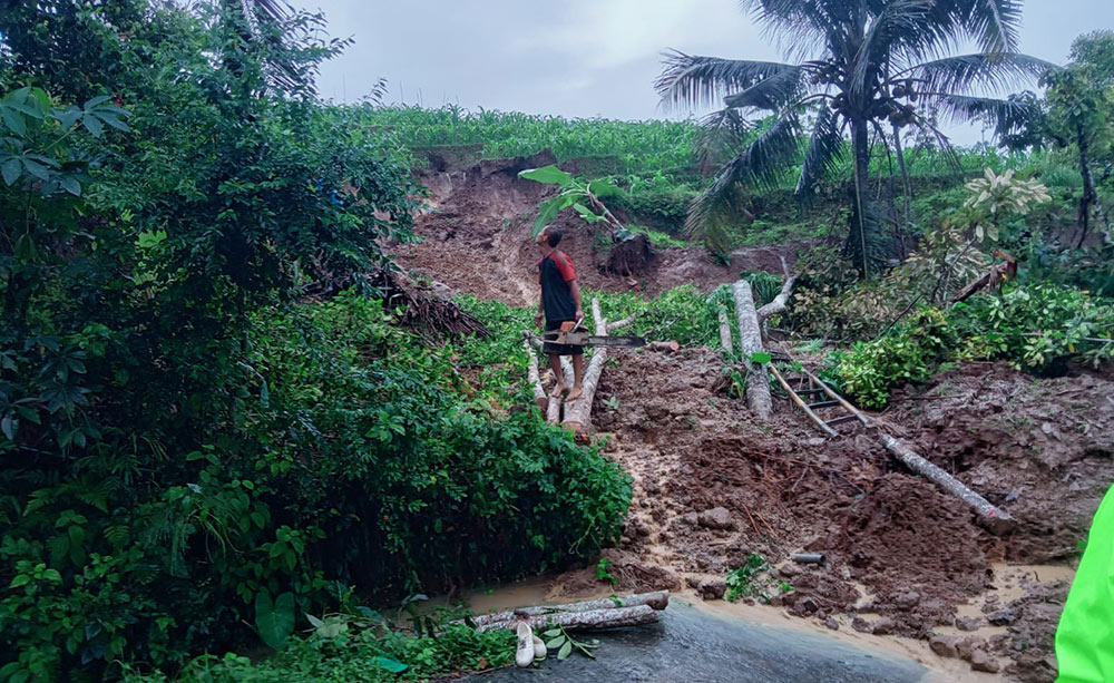 Tanah Longsor di Kecamatan Bendungan. foto: HERMAN/ BANGSAONLINE