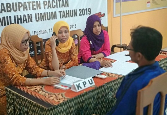 Sekretariat pokja pencalonan, Sekretariat KPU Pacitan masih tampak sepi. Foto: yuniardi sutondo/HARIAN BANGSA