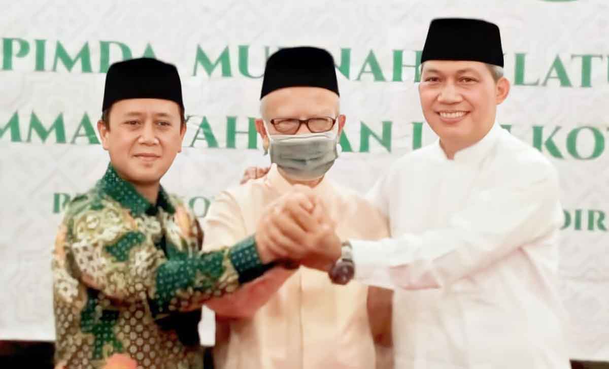 Keterangan foto dari kiri ke kanan: Gus Ab Ketua PCNU Kota Kediri; Fauzan, Ketua PD Muhammadiyah Kota Kediri; dan Agung Riyanto, Ketua DPD LDII Kota Kediri.
