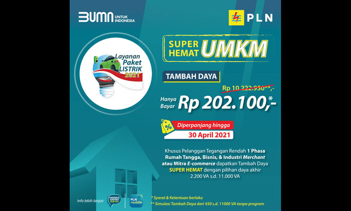 PLN memperpanjang promo Layanan Paket Listrik 2021 hingga 30 April 2021. 