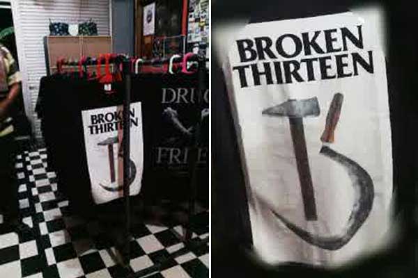 Gambar kaos palu arit yang dijual Imawan Septianto. (foto: tribun)