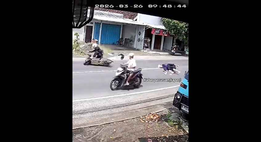 Tampak potongan dari rekaman CCTV menunjukkan kejadian laka yang menewaskan seorang ibu. Foto: Dok. Kabar Pasuruan.