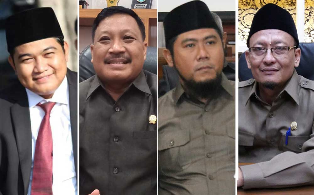 Dari kiri, empat calon pimpinan DPRD Gresik, M Syahrul Munir, Mujid Riduan, Lutfi Dawam, Ahmad Nurhamim. Foto: SYUHUD/ BO