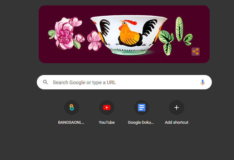 Tangkapan layar google doodle bergambar ayam jago, Senin (12/9/2022)