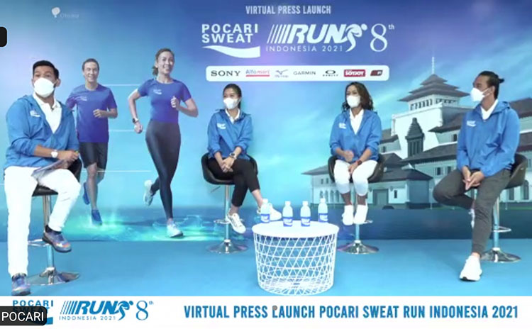 Kegiatan press conference virtual sambut Pocari Sweat Run 2021. (foto: ist)