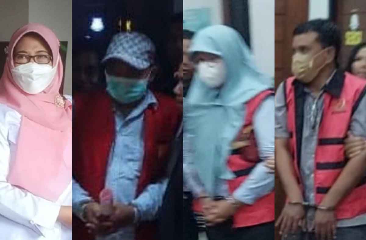 Kolase foto para tersangka kasus korupsi hibah UMKM Diskoperindag Gresik.