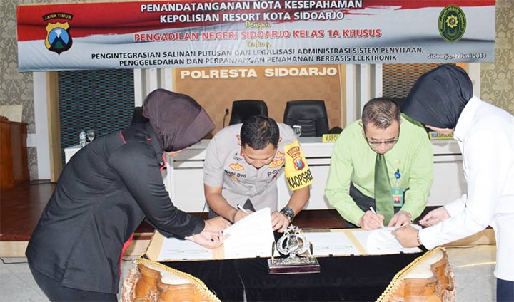 Polresta Sidoarjo dan Pengadilan Negeri Sidoarjo Sepakati Layanan Hukum Berbasis IT