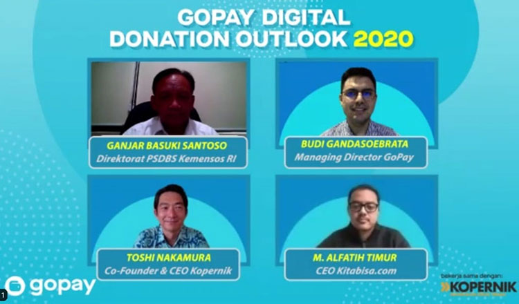 Kegiatan webinar bertemakan Gopay Digital Donation Outlook 2020. (foto: ist)