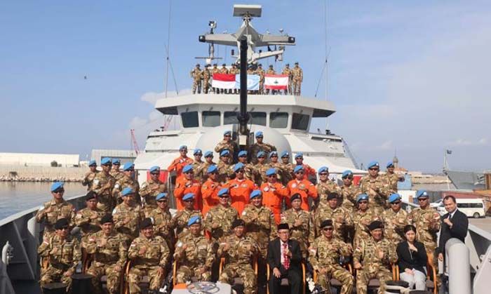 Tiba di Lebanon, Kasum TNI Disambut Satgas Maritim Kontingen Garuda XXVIII-K KRI Sultan Hasanuddin