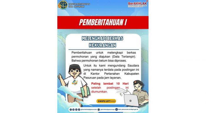Cek Nama Anda! Kantah Kabupaten Pasuruan Minta Pemohon Hadir Bawa Berkas