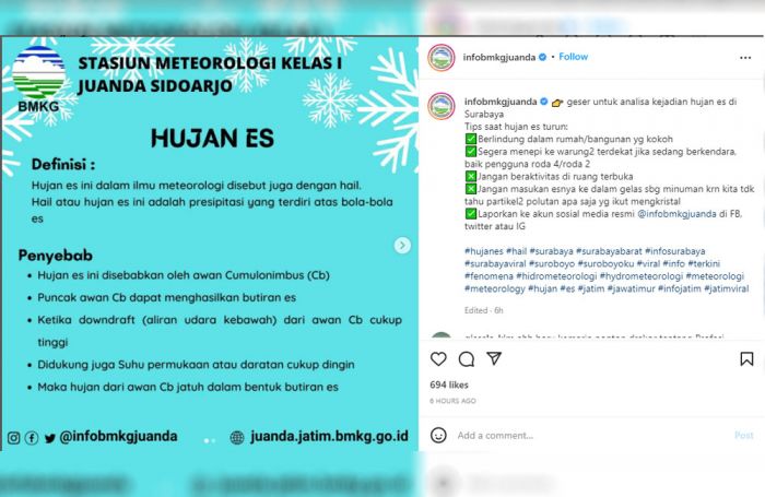 Hujan ES melanda Sejumlah Wilayah di Surabaya, ini Penjelasan BMKG Hujan ES melanda Sejumlah Wilayah di Surabaya, ini Penjelasan BMKG