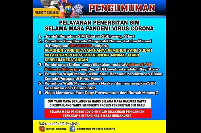 Permudah Warga, Satlantas Polresta Sidoarjo Tambah Kuota Pemohon Hingga Tak Beri Tilang SIM Mati Permudah Warga, Satlantas Polresta Sidoarjo Tambah Kuota Pemohon Hingga Tak Beri Tilang SIM Mati