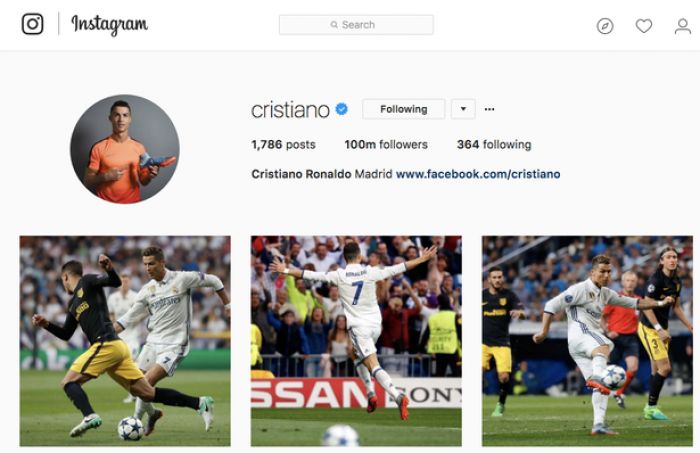 Cristiano Ronaldo, Pesepakbola Pertama yang Mempunyai 100 Juta Fans di Instagram Cristiano Ronaldo, Pesepakbola Pertama yang Mempunyai 100 Juta Fans di Instagram