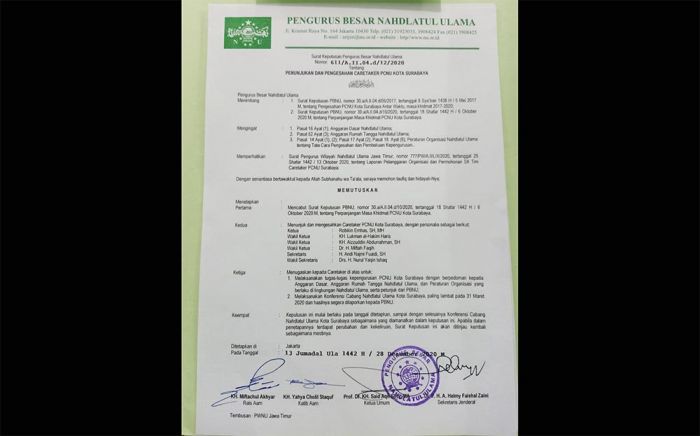 PCNU Kota Surabaya Dibekukan PCNU Kota Surabaya Dibekukan