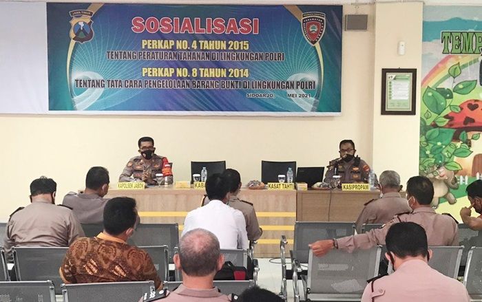 Polresta Sidoarjo Sosialisasikan Perkap Peraturan Tahanan dan Barang Bukti