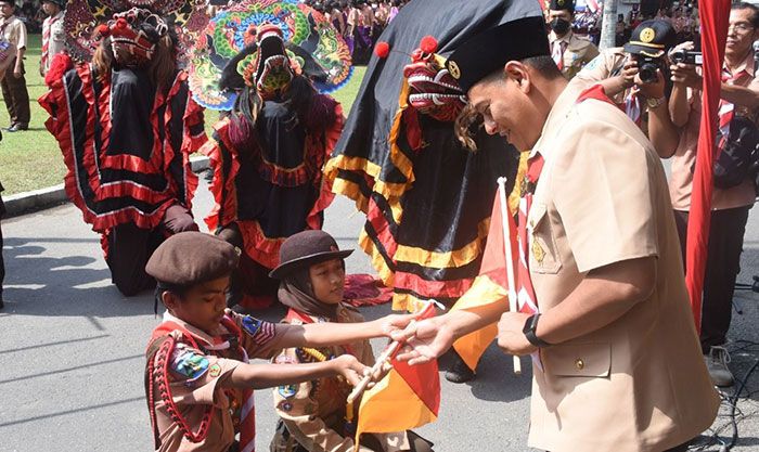 Wali Kota Kediri Hadiri Apel Besar Peringatan Hari Pramuka ke-61