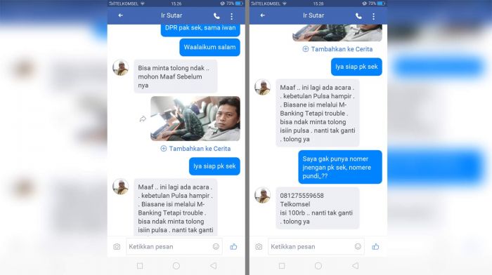 Awas, Ada Akun Facebook Wakil Ketua DPRD Pasuruan Gadungan Minta Pulsa