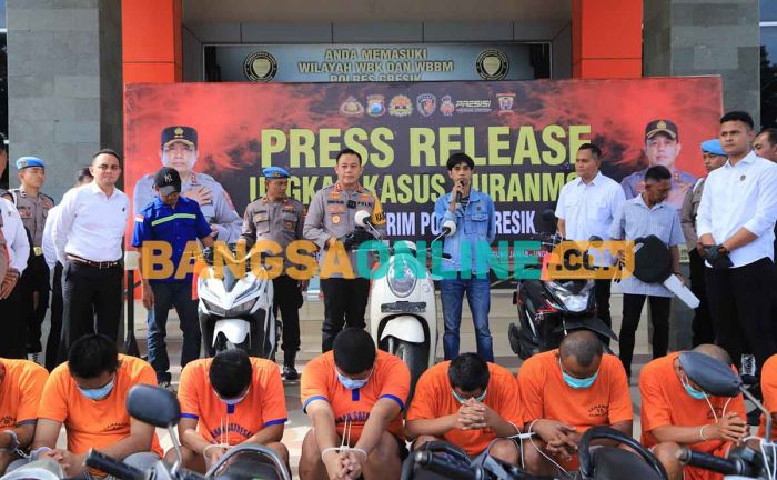 Polres Gresik Ekspose 11 Tersangka Kasus Curanmor