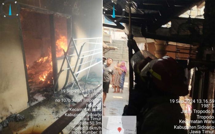 Rumah di Tropodo Waru Terbakar, Dua Mobil Damkar Dikerahkan Rumah di Tropodo Waru Terbakar, Dua Mobil Damkar Dikerahkan