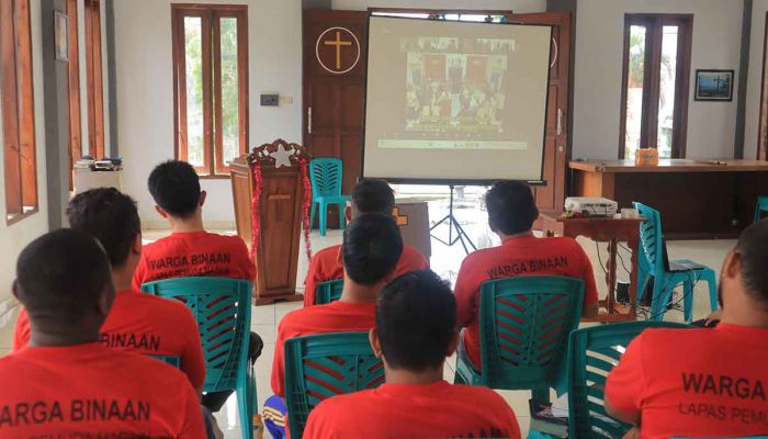 Secara Virtual, WBP Kristiani Lasdaun Ikuti Ibadah Paskah