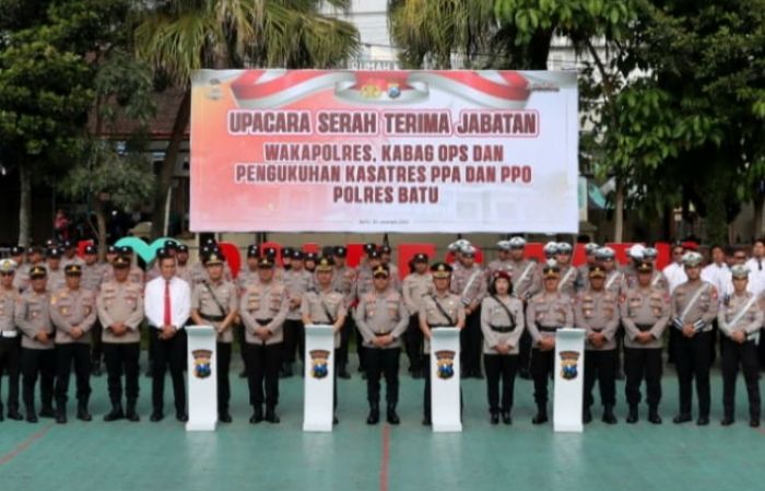 Polres Batu Gelar Sertijab Wakapolres dan Kabag Ops, Kukukan Kasatres PPA-PPO