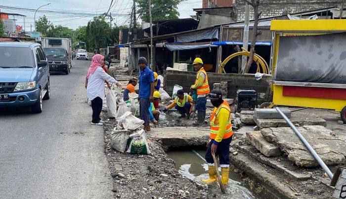 Tangani Banjir, DCKPKP Gresik Bongkar Saluran Air di Wilayah Giri dan PPS Tangani Banjir, DCKPKP Gresik Bongkar Saluran Air di Wilayah Giri dan PPS