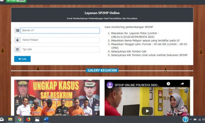 Satreskrimrestasda.com, Cara Monitor Perkembangan Perkara Via Online