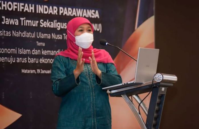 Keynote Speaker UNU NTB, Khofifah Dorong Percepatan Indonesia Jadi Global-Hub Ekonomi Syariah