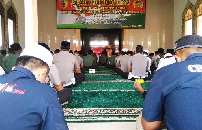 Doakan Korban Gempa Sulawesi Tengah, Kodim dan Polres Lamongan Gelar Doa Bersama