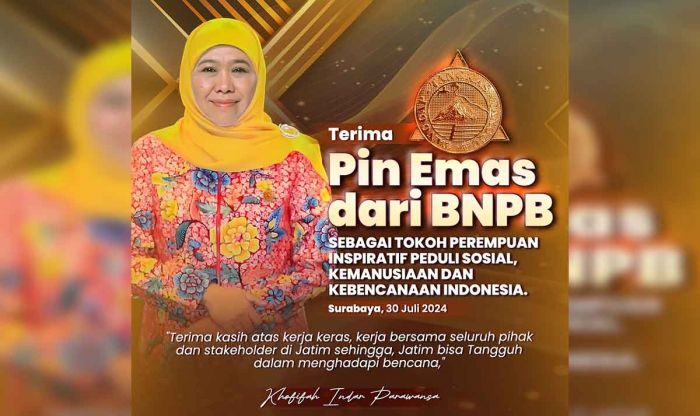 Terima Pin Emas dari BNPB, Khofifah Serukan Kolaborasi Terima Pin Emas dari BNPB, Khofifah Serukan Kolaborasi