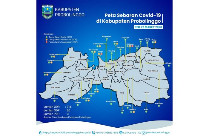 Ini Peta Persebaran Corona di Kabupaten Probolinggo, Satu PDP Meninggal