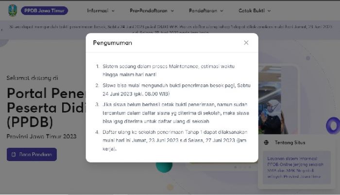 Sistem Pengumuman PPDB Online Jatim Gangguan, Orang Tua Kecewa Sistem Pengumuman PPDB Online Jatim Gangguan, Orang Tua Kecewa
