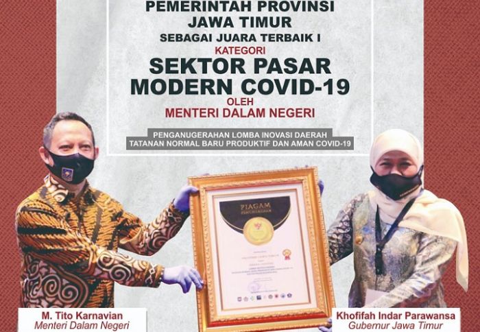 Jatim Raih Dua Penghargaan Lomba Inovasi New Normal Life dari Kemendagri